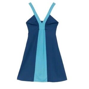 Patagonia Corinne Dress Medium Blue Sleeveless V Neck Athletic Stretch